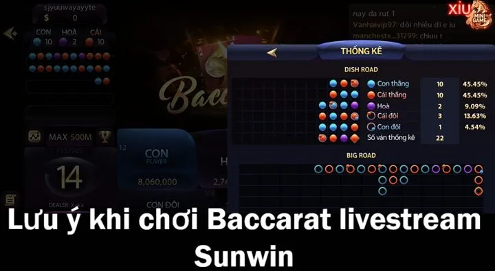 Lưu ý khi nhập cuộc Baccarat Livestream tại Sunwin