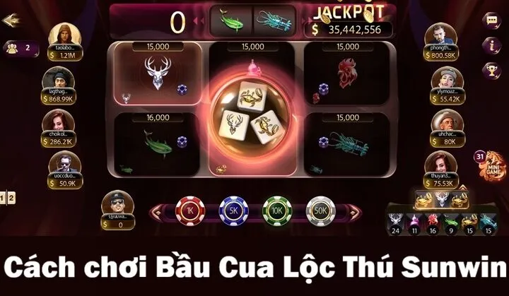 Các bước đặt cược Bầu Cua Lộc Thú Sunwin cơ bản