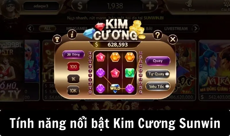 Những tính năng nổi bật tại game Kim Cương Sunwin