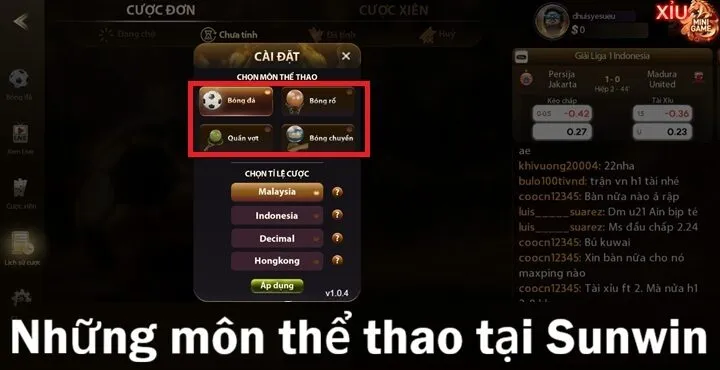 Những môn thể thao nổi bật tại Sunwin