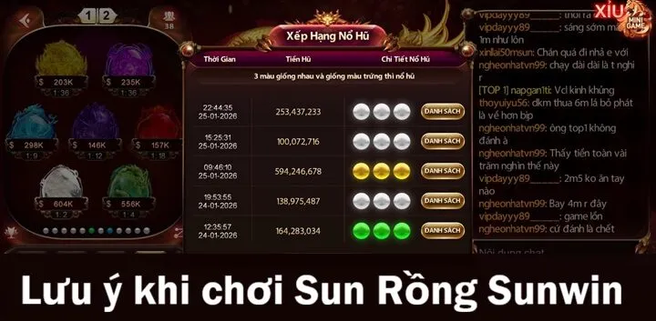 03 điều cần lưu ý trong quá trình chơi Sun Rồng tại Sunwin