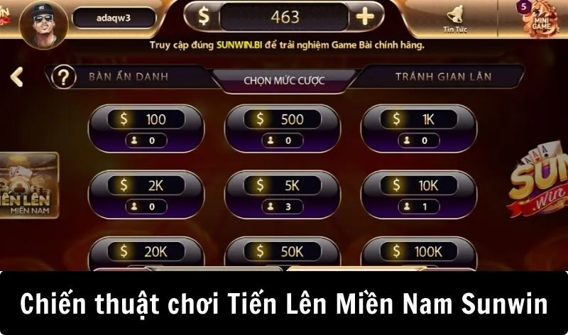 Chiến thuật phong cách chơi Tiến lên miền nam Sunwin