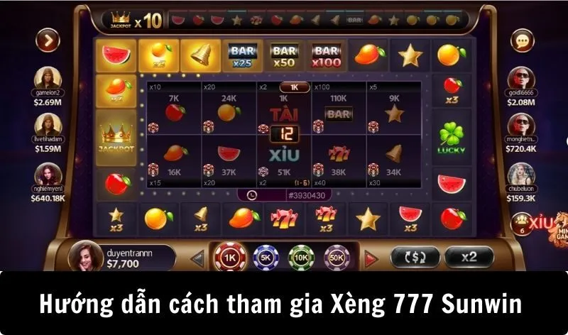 Hướng dẫn cách tham gia Xèng 777 Sunwin